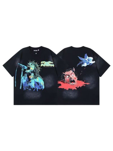 Jesus & Demon Double-Sided Graphic Oversized T-shirt 29033283