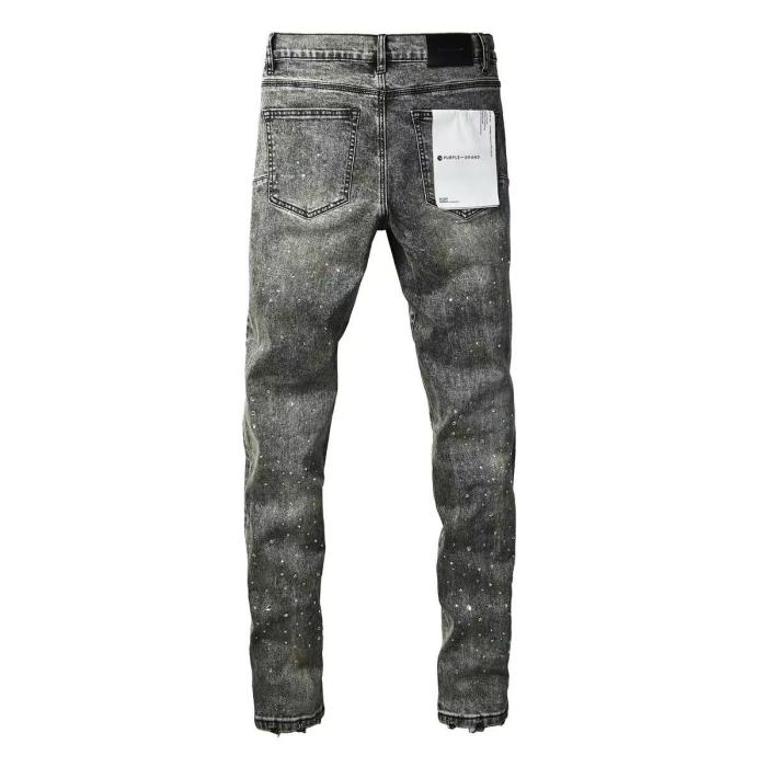 1:1 quality version Starry sky hot-fix gray and black washed ripped jeans 29032794