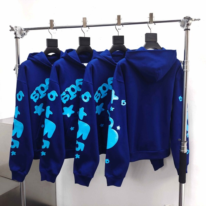 [Big & Tall for weights up to 220 lbs]1:1 quality version Sky Blue Star Dark Blue Print Hoodie & Pants Set 29033215