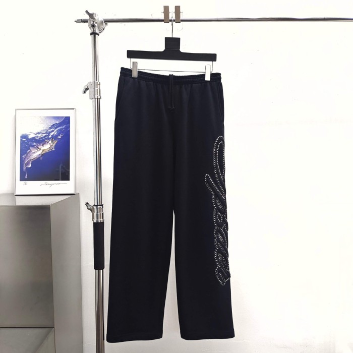 [Big & Tall for weights up to 220 lbs]1:1 quality version 3D Letter Rhinestone Zipper Hoodie & Pants Set 29033219