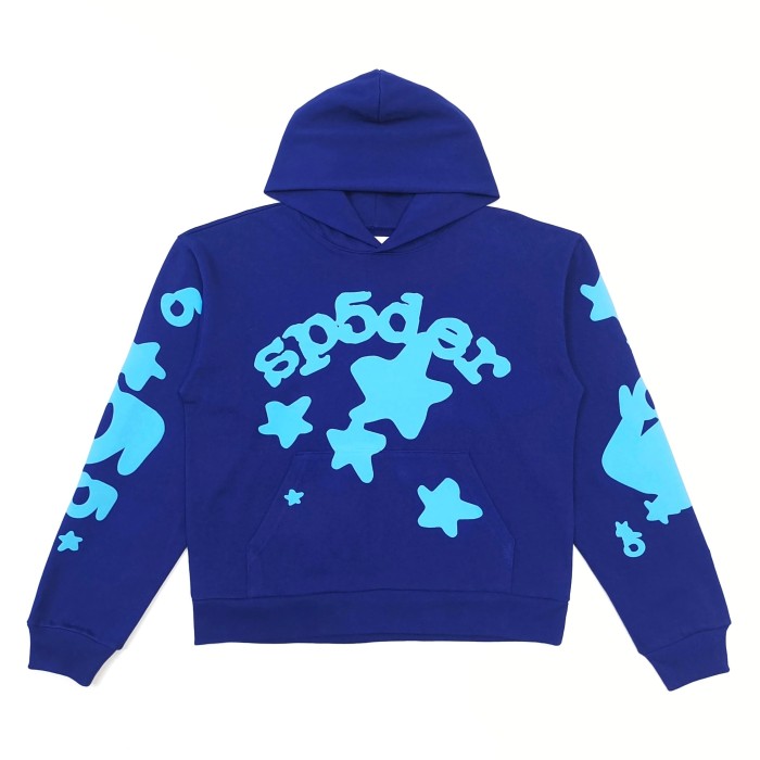 [Big & Tall for weights up to 220 lbs]1:1 quality version Sky Blue Star Dark Blue Print Hoodie & Pants Set 29033215