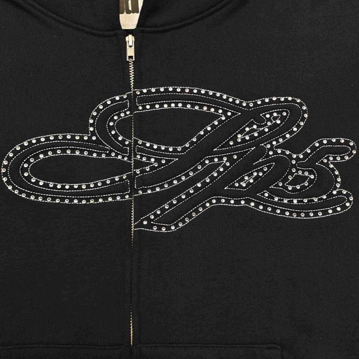 [Big & Tall for weights up to 220 lbs]1:1 quality version 3D Letter Rhinestone Zipper Hoodie & Pants Set 29033219