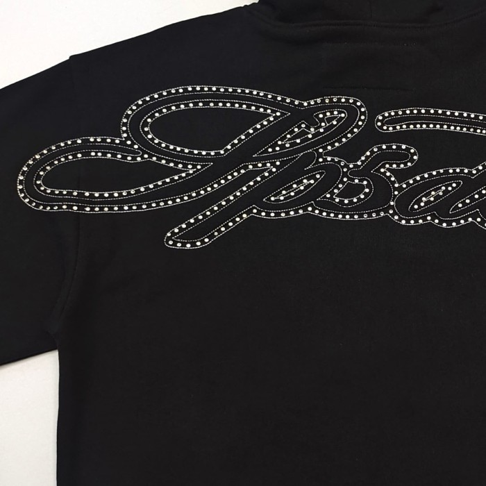 [Big & Tall for weights up to 220 lbs]1:1 quality version 3D Letter Rhinestone Zipper Hoodie & Pants Set 29033219
