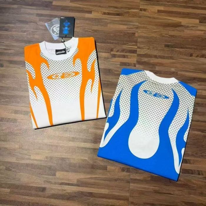 Flame Mesh Print Oversized Jersey Style T-shirt 2 colors 29032868