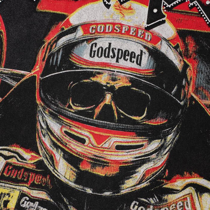 Skeleton racing driver hot-fix rhinestone vintage short-sleeved shirt 29033298