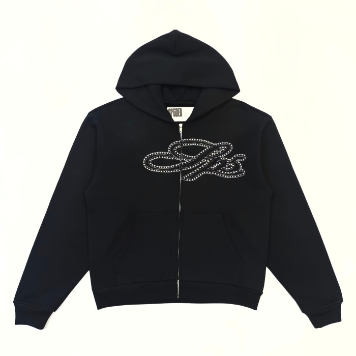 [Big & Tall for weights up to 220 lbs]1:1 quality version 3D Letter Rhinestone Zipper Hoodie & Pants Set 29033219