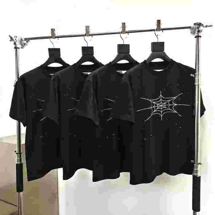 [Big & Tall for weights up to 220 lbs]1:1 quality version Cross Spider Web Rhinestone Tee 2 colors 29033212