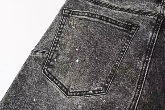 1:1 quality version Starry sky hot-fix gray and black washed ripped jeans 29032794