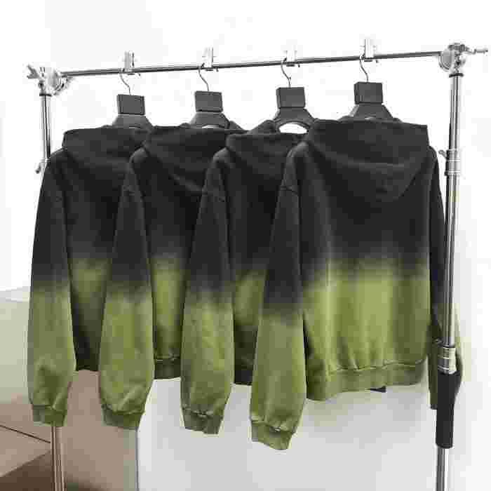 [Big & Tall for weights up to 220 lbs]1:1 quality version Black Green Dip Dye Print Hoodie & Pants Set 29033216