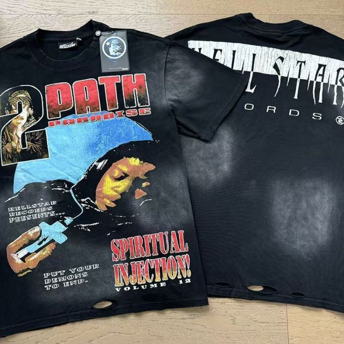 Letter Print Double-Sided Retro High Street T-shirt 2 colors 29033337