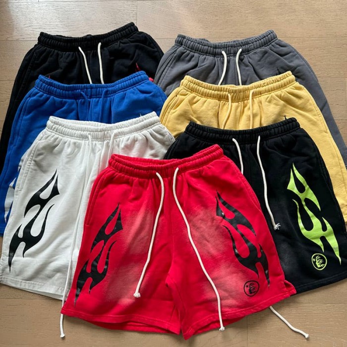 Side Streamline Flame Print Washed Shorts 7 colors 29035472