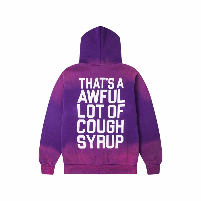 Dyed Purple Gradient Letter Print Zipper Hoodie & Pants Set 29035415