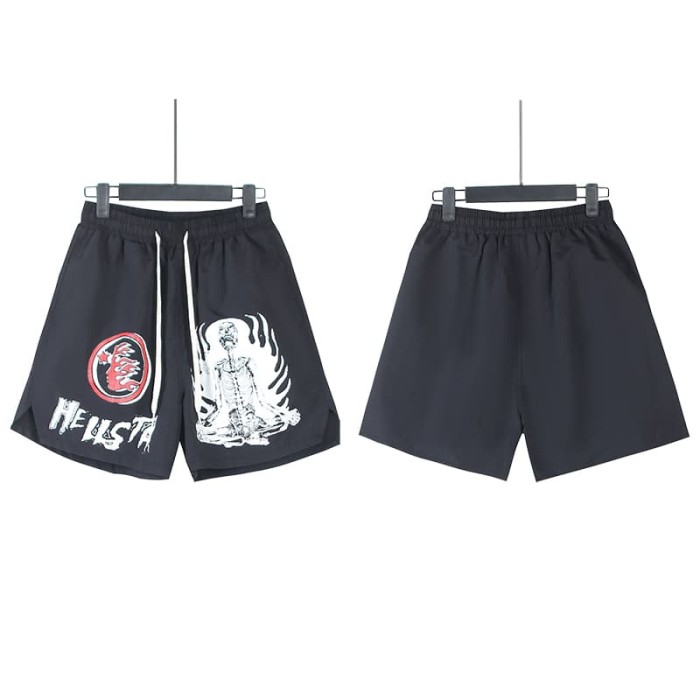 Meditating Skull Print Nylon Shorts 29035465