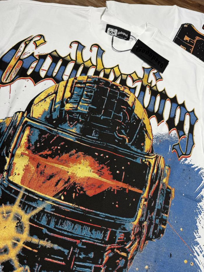 Vintage-future mechanical helmet printed short-sleeved T-shirt 29035280