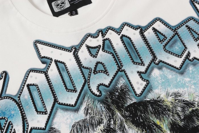 Miami sports car party rhinestone vintage short-sleeved T-shirt 29035187