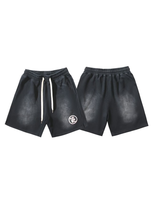 Minimalist Round Logo Print Washed Shorts 29035476