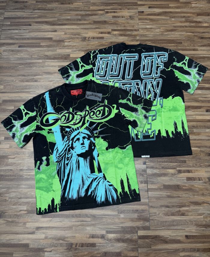 Vintage neon lightning Statue of Liberty print 7 color T-shirt 29035208