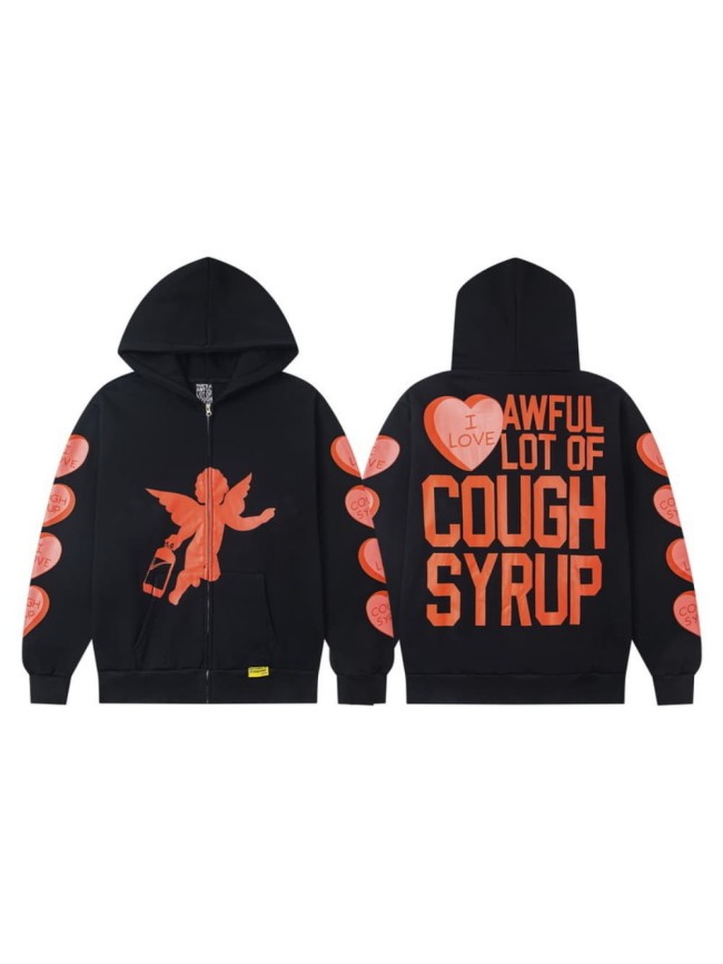 Love Cupid Print Zipper Hoodie 29035412