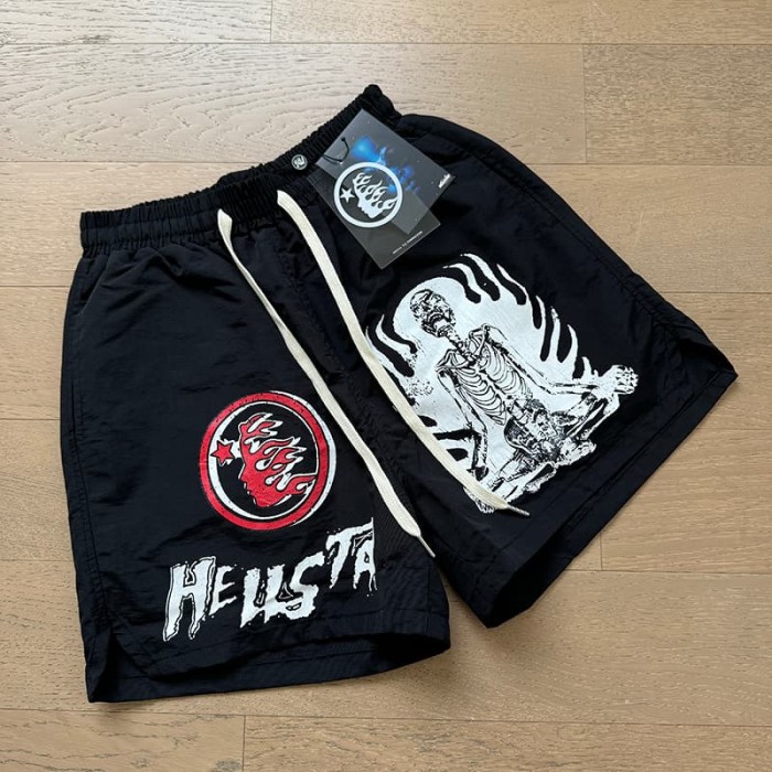 Meditating Skull Print Nylon Shorts 29035465