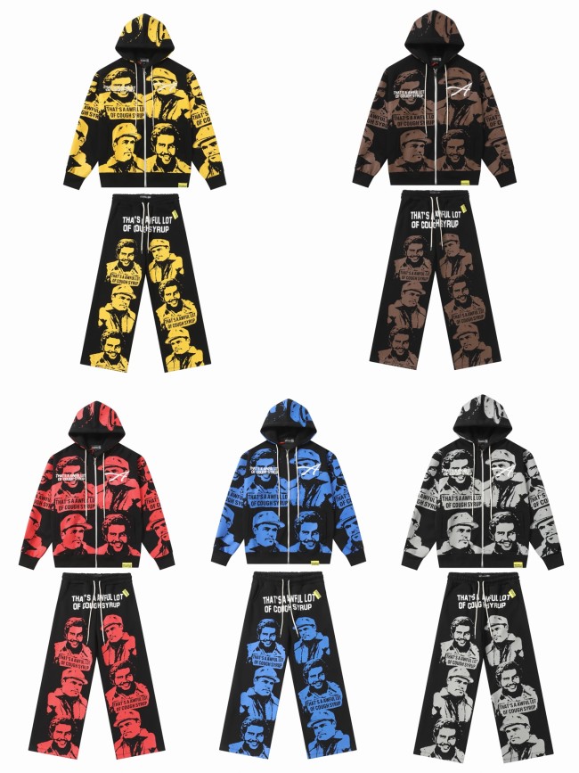 Gangster Figure All Over Print Hoodie & Pants Set 5 colors 29035414