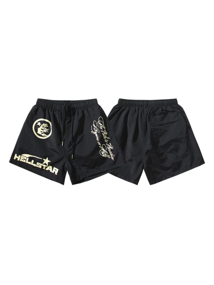 Cursive Letter Print Beach Shorts 29035462