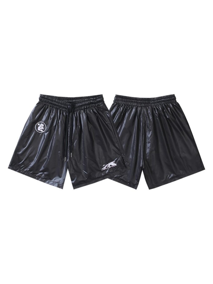 Shiny Nylon Star Logo Print Beach Shorts 29035461