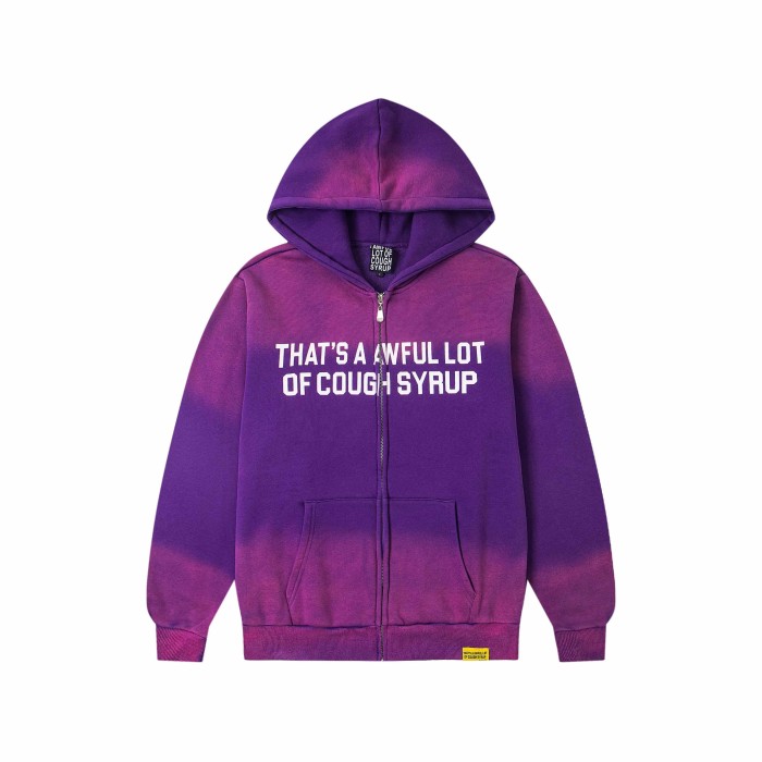 Dyed Purple Gradient Letter Print Zipper Hoodie & Pants Set 29035415