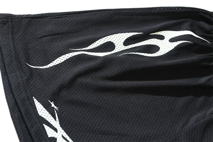 Black And White Flame Print Mesh Shorts 2 colors 29035460