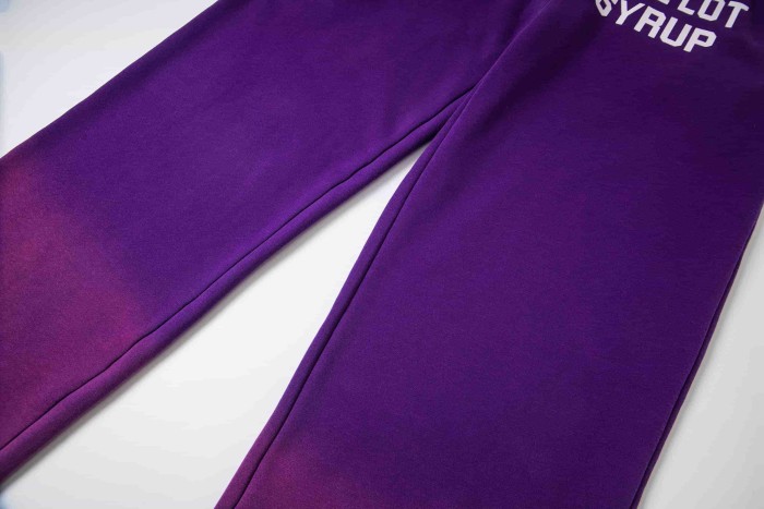 Dyed Purple Gradient Letter Print Zipper Hoodie & Pants Set 29035415