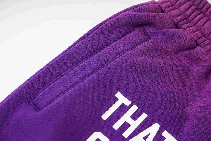 Dyed Purple Gradient Letter Print Zipper Hoodie & Pants Set 29035415