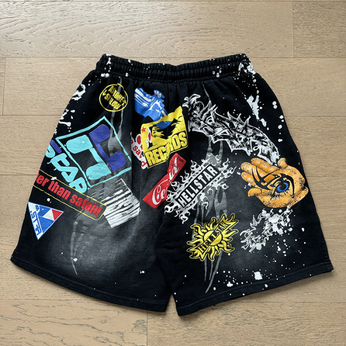 Trendy Graffiti Slogan Print Washed Shorts 29043463