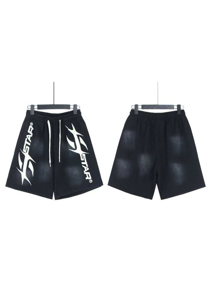 Variant Letter H Print Washed Shorts 29043464