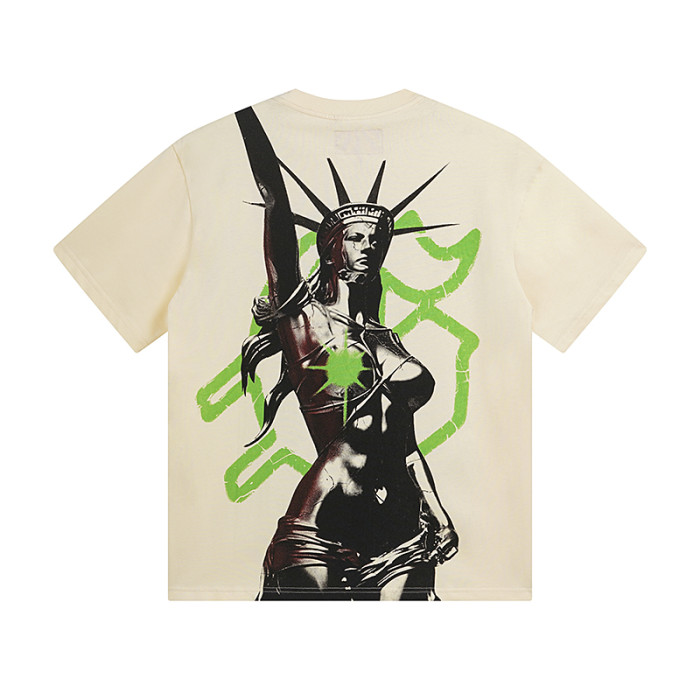 Street style fluorescent green Liberty Goddess print vintage T-shirt 29039406