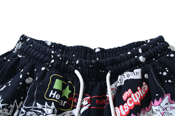 Trendy Graffiti Slogan Print Washed Shorts 29043463