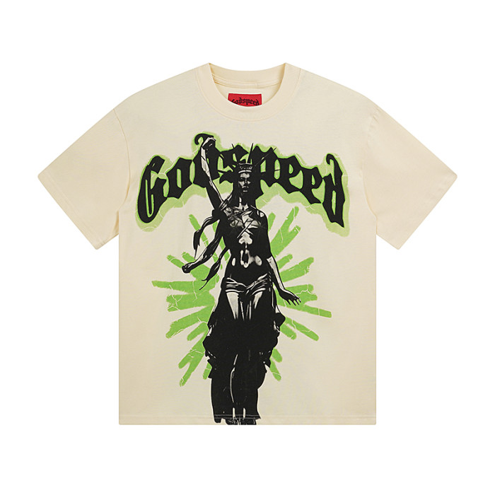 Street style fluorescent green Liberty Goddess print vintage T-shirt 29039406