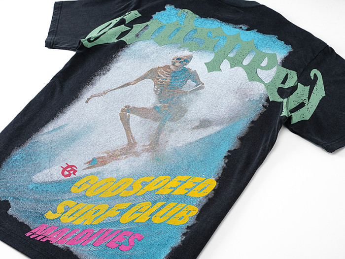 Skeleton Surf Club double-sided printed vintage washed T-shirt 29038286