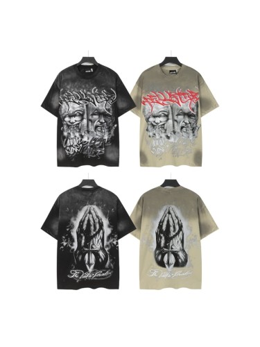 Laugh And Cry Double Face Prayer Print Washed Tee 2 colors 29043140