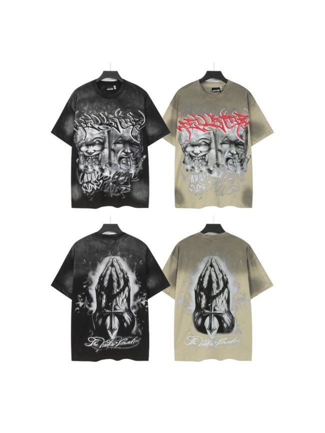 Laugh And Cry Double Face Prayer Print Washed Tee 2 colors 29043140