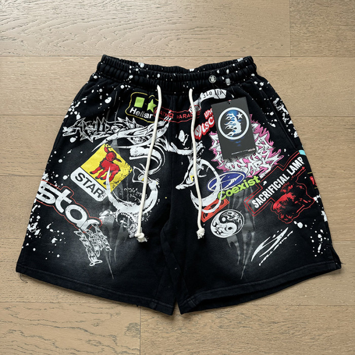 Trendy Graffiti Slogan Print Washed Shorts 29043463