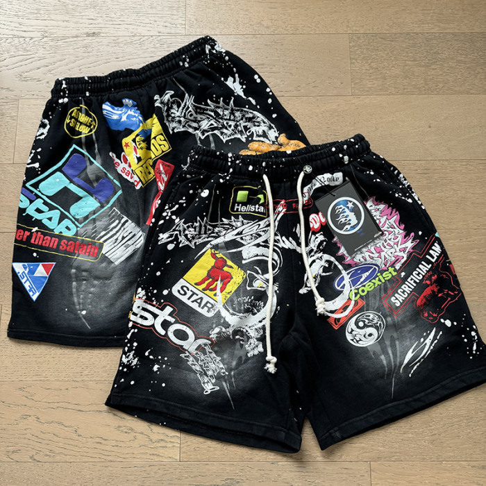 Trendy Graffiti Slogan Print Washed Shorts 29043463