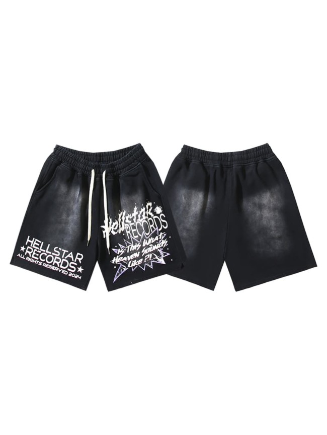 Spray Dye Gradient Slogan Print Washed Shorts 29043462
