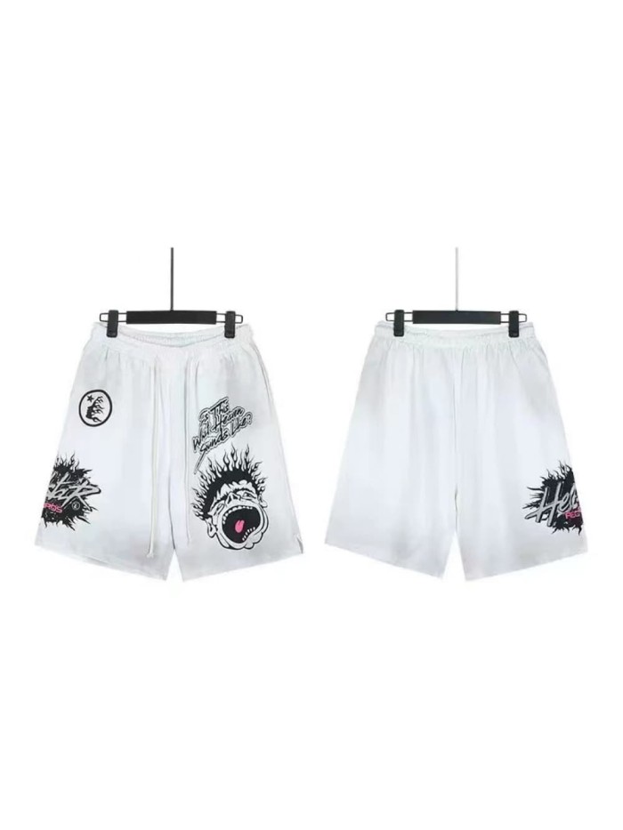 Flame Scream Portrait Print Washed Shorts 29043471