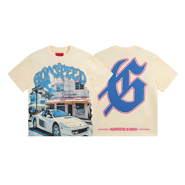 Miami sports car street scene double-sided printed short-sleeved T-shirt