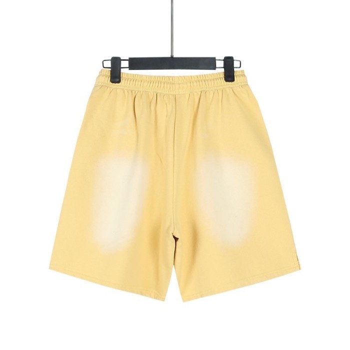 Black Flame Logo Print Washed Yellow Shorts 29043469