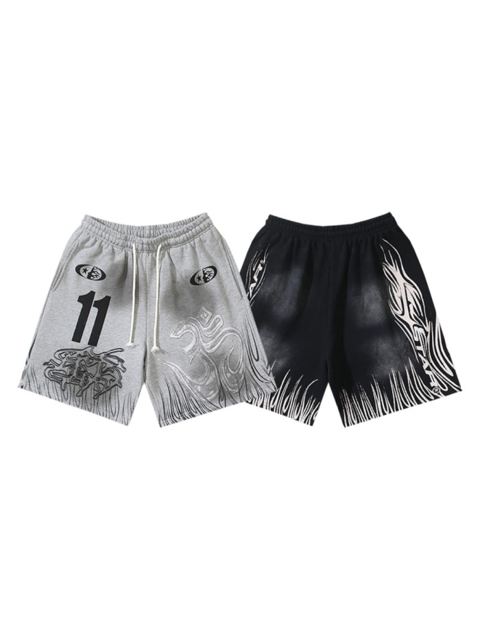 No.11 Flame Totem Print Washed Shorts 2 colors 29043458
