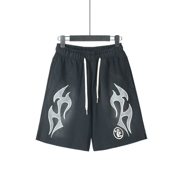 Side Tribal Flame Print Washed Shorts 29043465