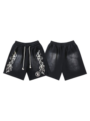 Side Flame Print Washed Shorts 29043460