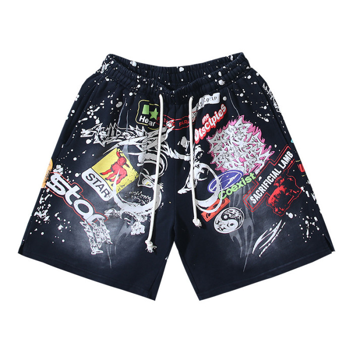 Trendy Graffiti Slogan Print Washed Shorts 29043463