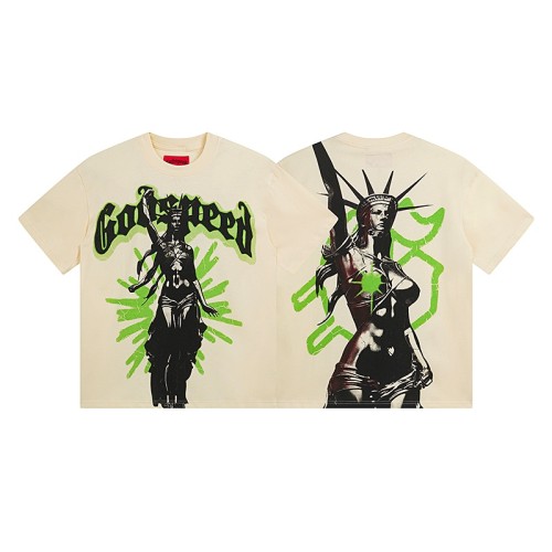 Street style fluorescent green Liberty Goddess print vintage T-shirt 29039406