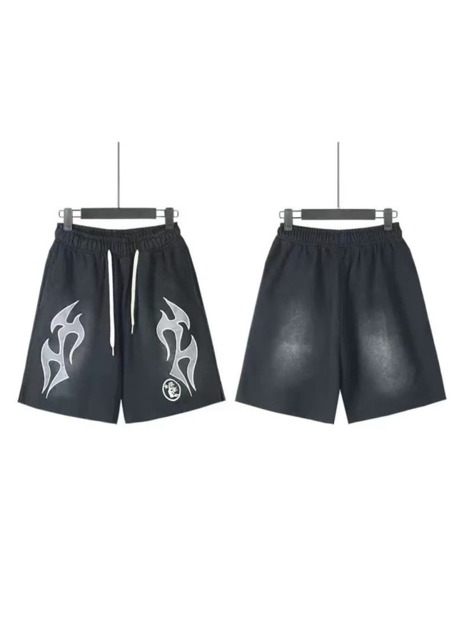 Side Tribal Flame Print Washed Shorts 29043465